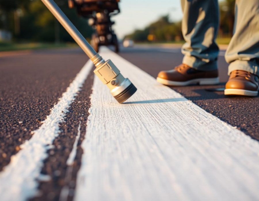 Útburkolati jelek festése gépi technológiával